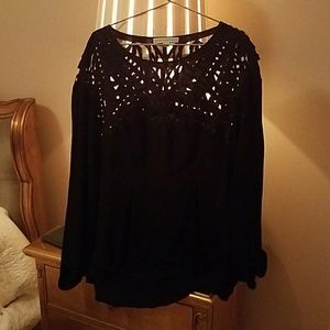Spencer lacy black silk top